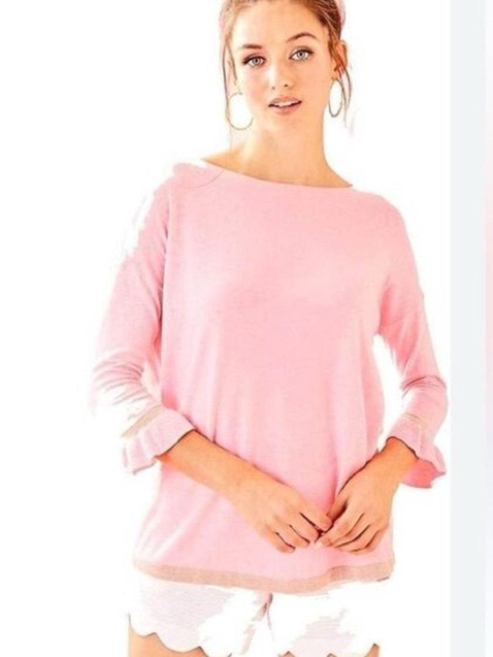 Lilly Pulitzer Coolmax Dayna Sweater in a heathered pink and khaki colorway Sz S